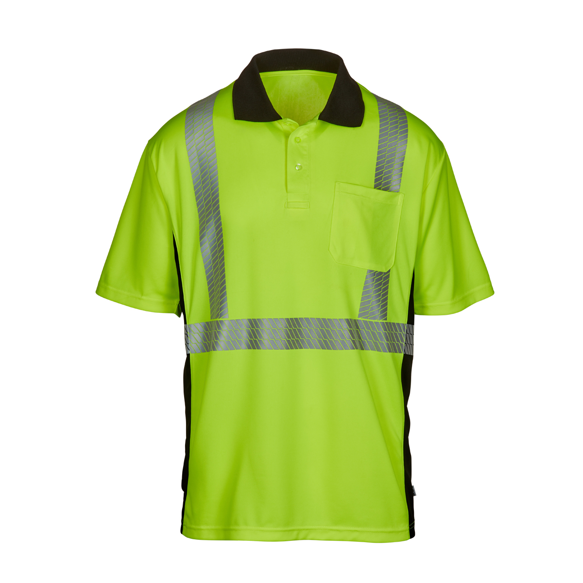 Picture of Max Apparel MAX410 Class 2 Polo Shirt, Safety Green/Black Bottom